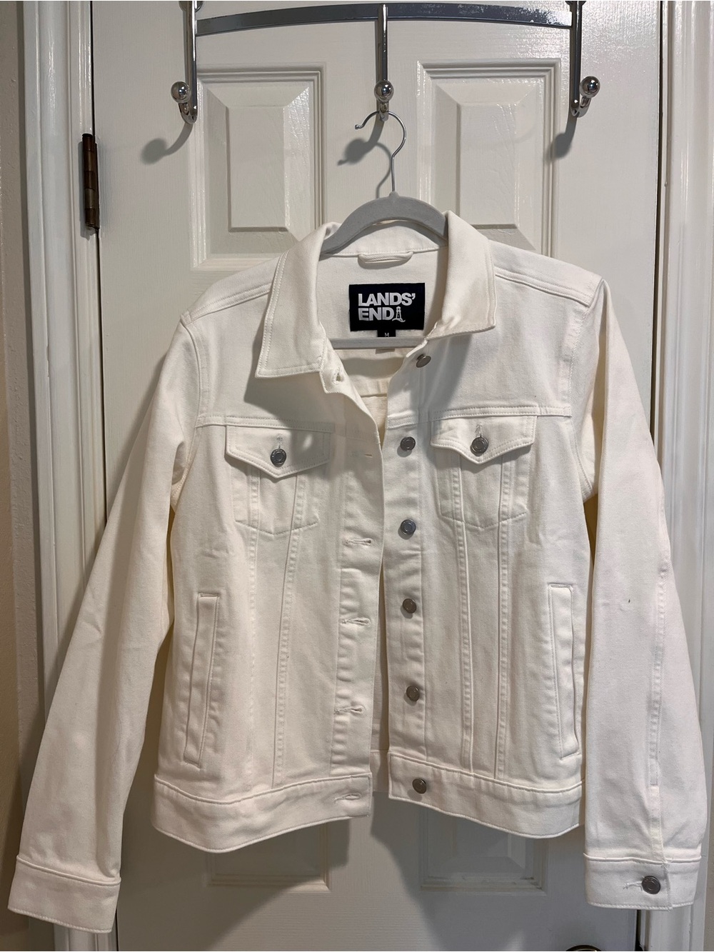 Lands' End Women’s White Denim Jacket